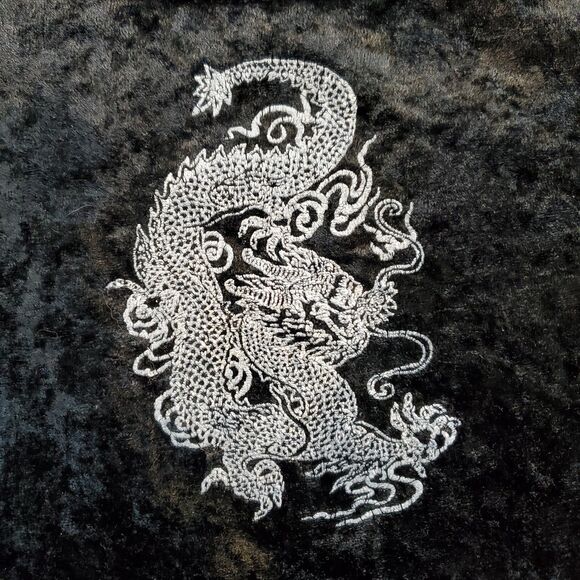 Y2K Black Whimsigoth Velvet Dragon Cami Tank Top Cropped M Dainty - Picture 2 of 6